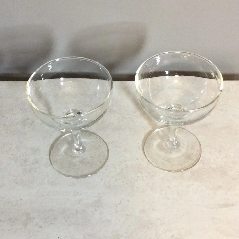 Bride & Groom Etched Coupe Glasses - Clear Wedding Toasting Set (2)